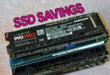 Samsung 990 Pro with "SSD Savings" written above it.