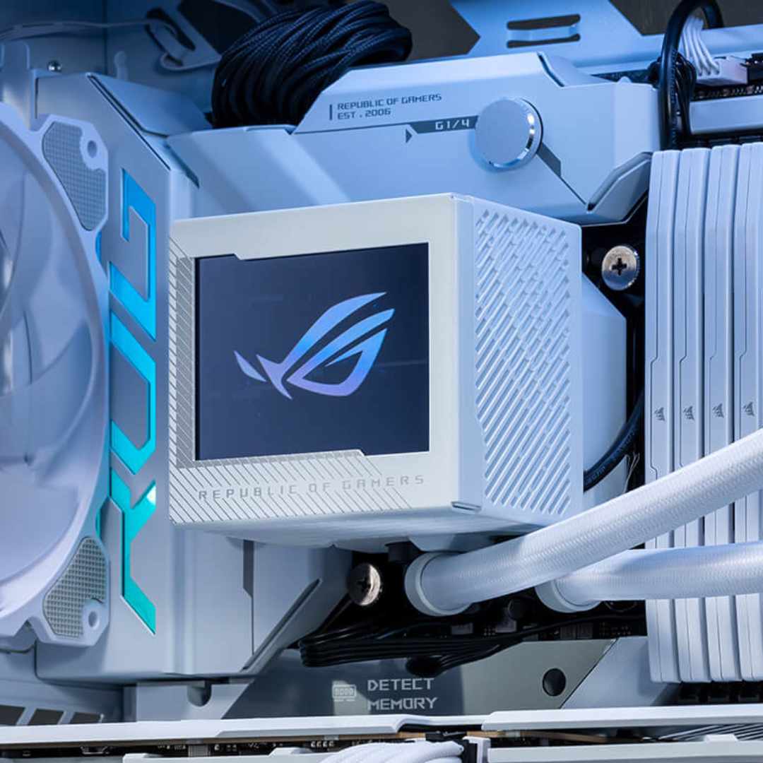 Asus ROG Ryuji III 360 AIO cooler in white.