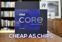 Intel Core i9-13900KF with "Cheap as Chips" written below it.