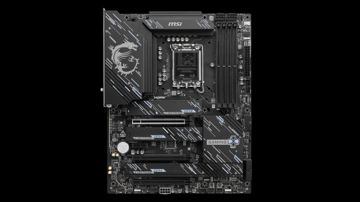 MSI Z890 Gaming Plus motherboard, against a black background.