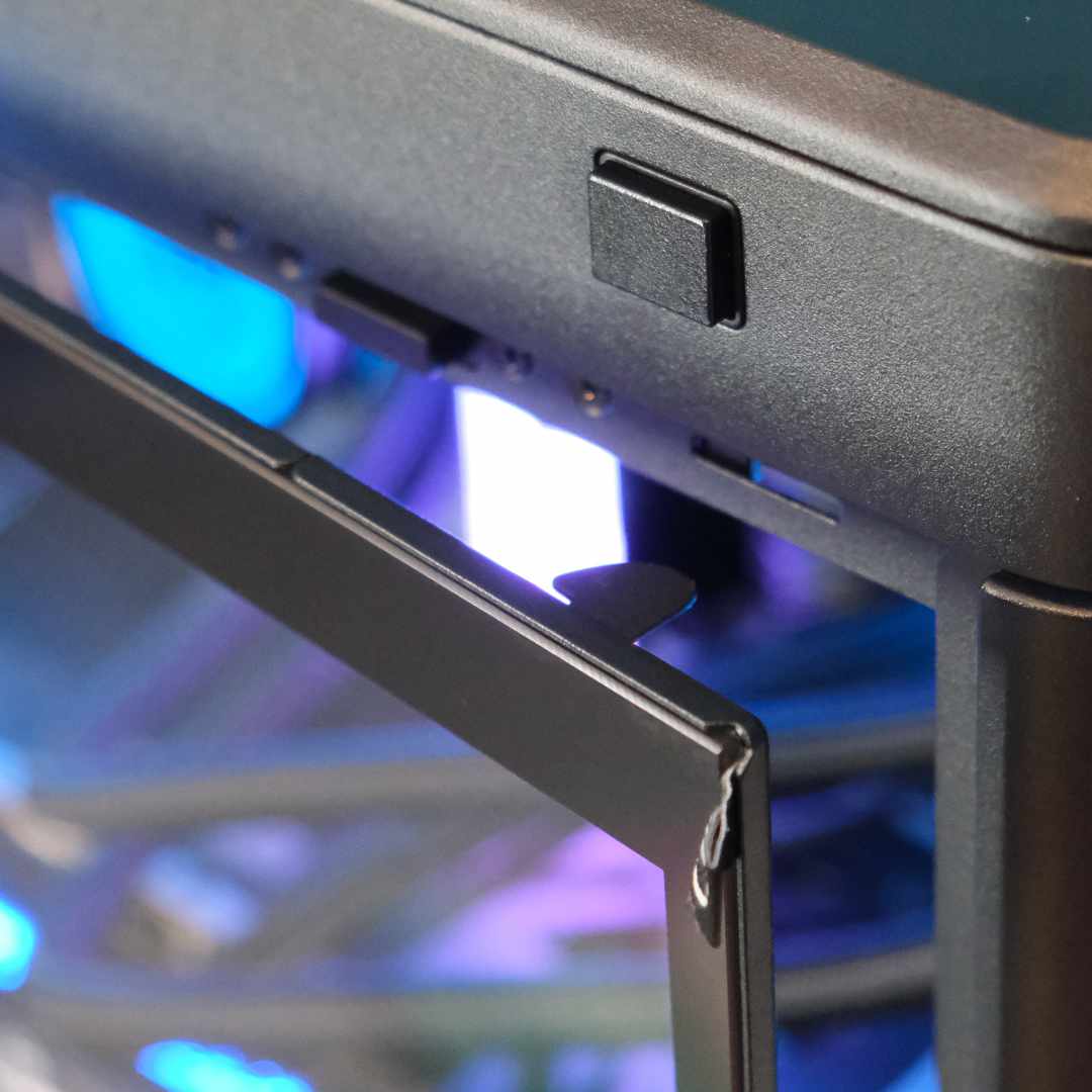 PCSpecialist Nebula Supreme R tempered glass panel open.