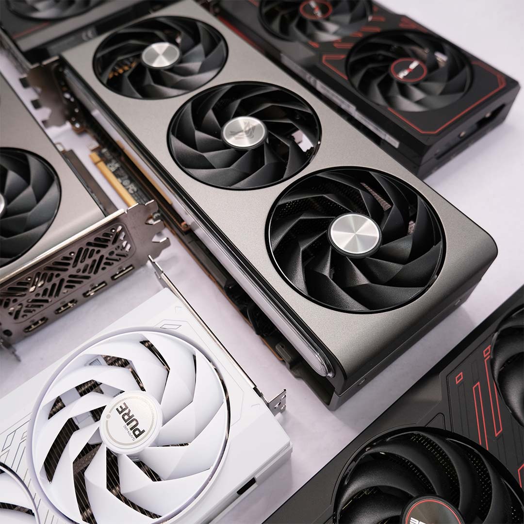 Collage of Sapphire Radeon RX 7000 Series graphics cards.