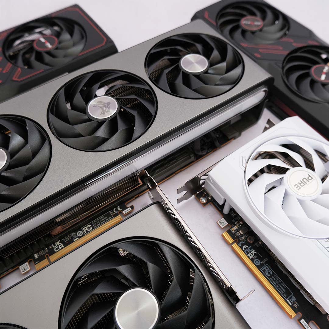 Collage of Sapphire Radeon RX 7000 Series graphics cards.