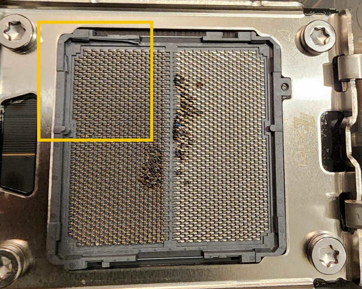 Burned AMD AM5 socket.