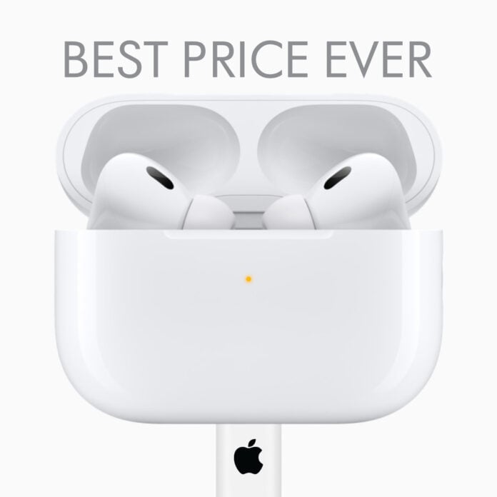 Apple AirPods Pro 2 earbuds in a case with 