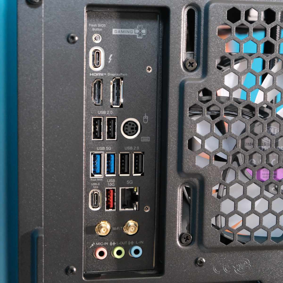 CyberpowerPC UK Infinity Z890 Pro rear I/O panel.