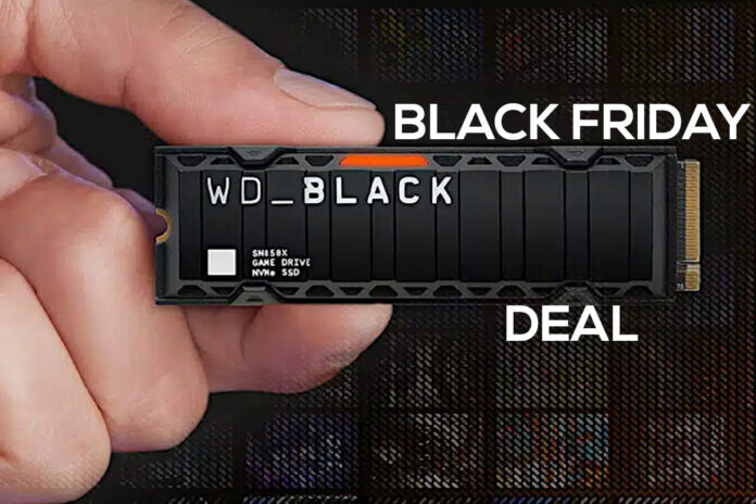 WD_BLACK SN850X 2TB SSD, held in a hand, surrounded by the text 'Black Friday Deal'.