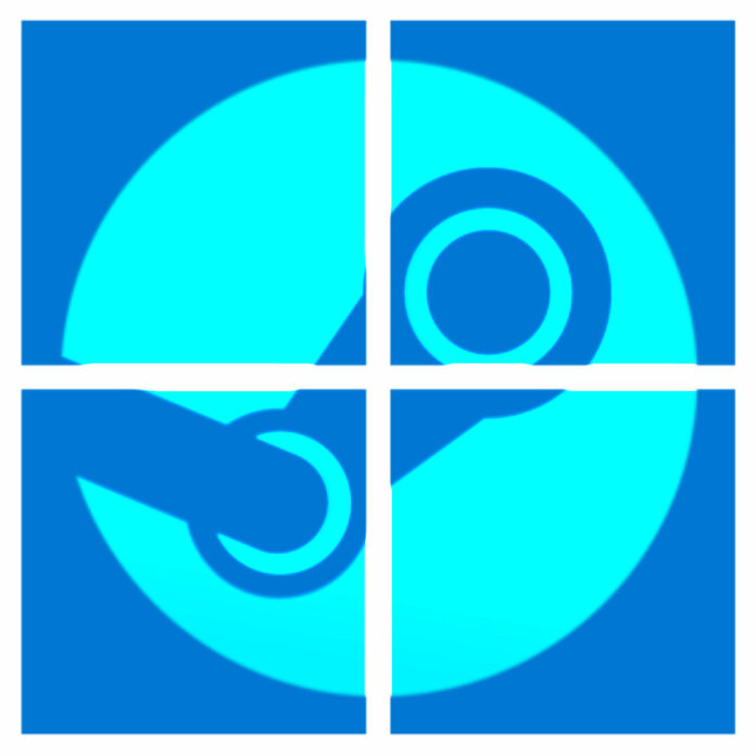 Windows 11 and Steam logos.