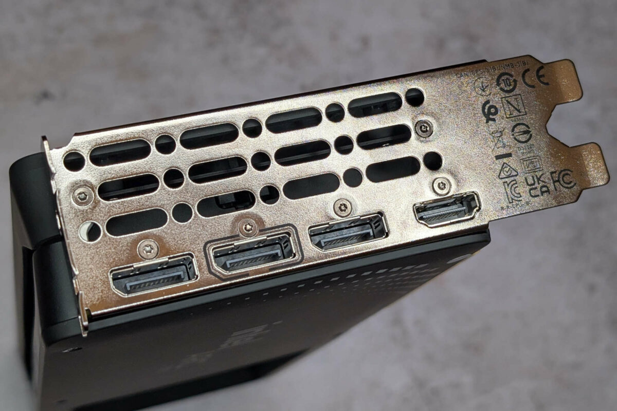 Rear I/O of Intel Arc B580 Limited Edition.