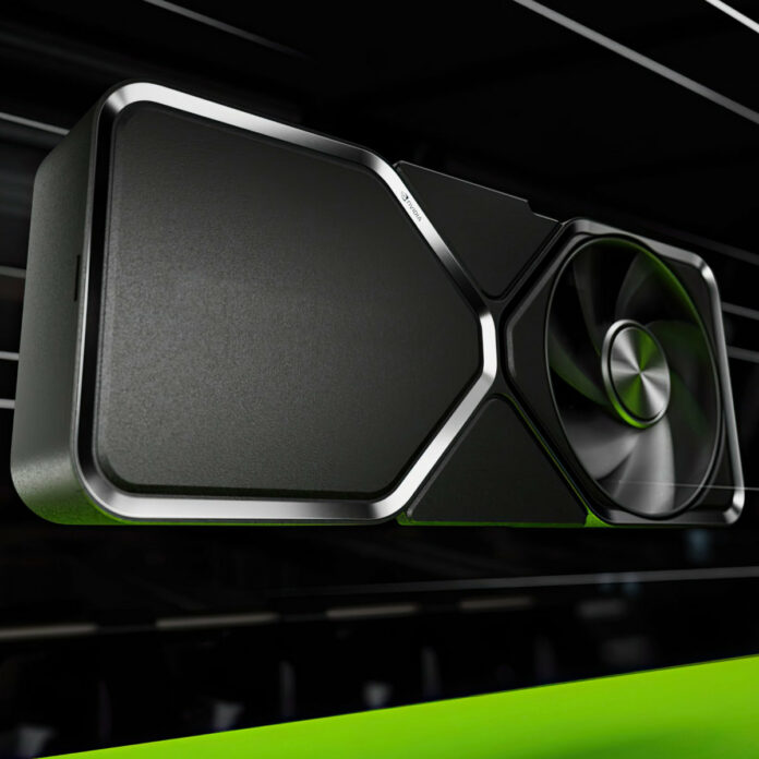 GeForce RTX Super Founders Edition graphics card, floating above a green surface against a black backdrop.