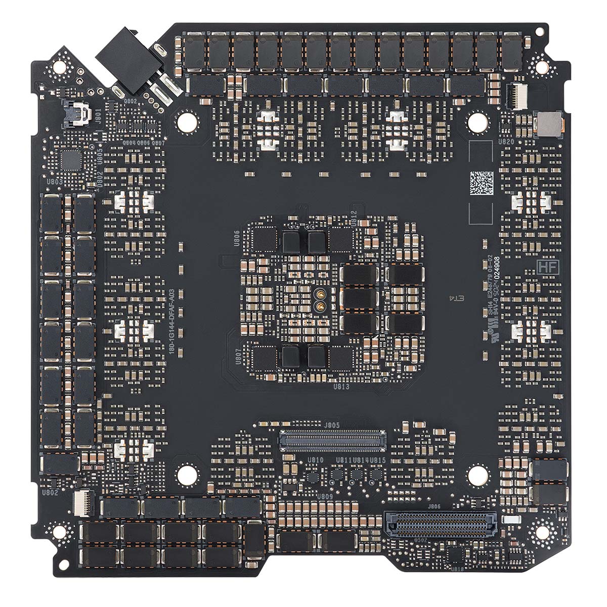 The rear side of Nvidia's densely-packed GeForce RTX 5090 PCB