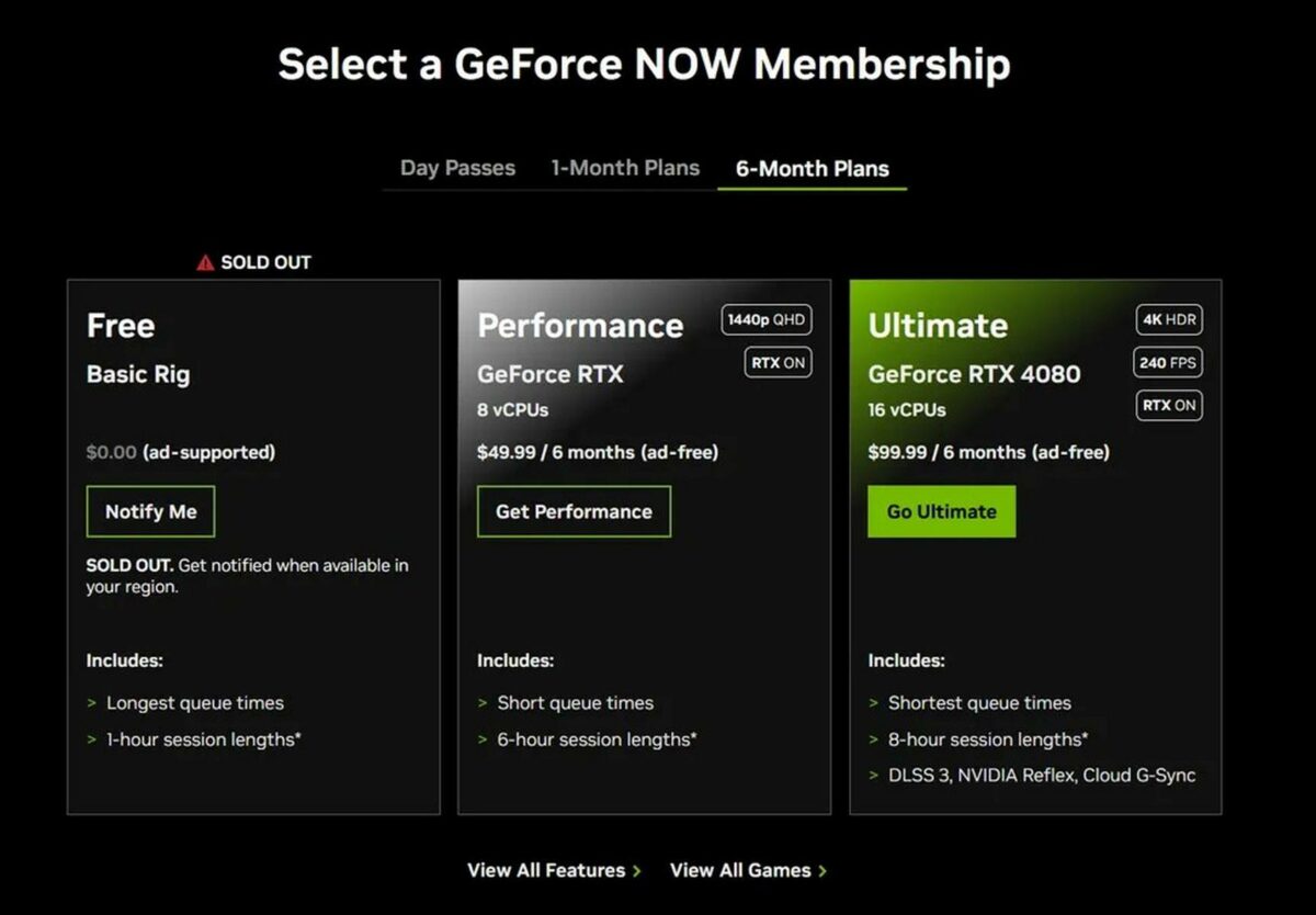 GeForce Now six month plans.