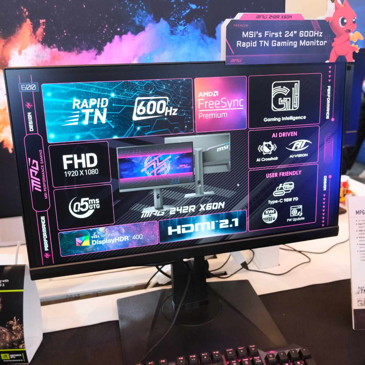 MSI MPG 242R 600Hz gaming monitor on the CES showfloor