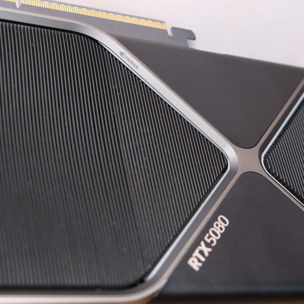 Nvidia GeForce RTX 5080 Founders Edition showing its concaved fin stack.