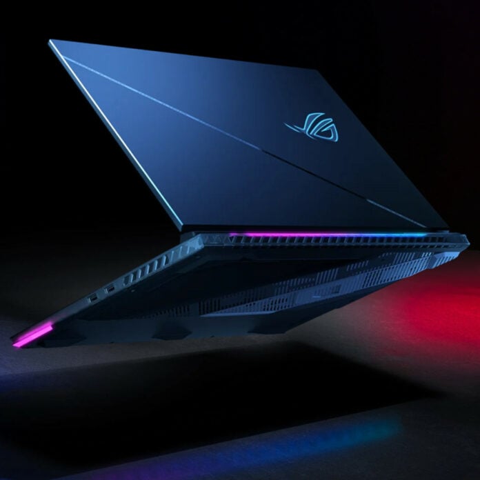 Asus ROG Strix Scar laptop floating.