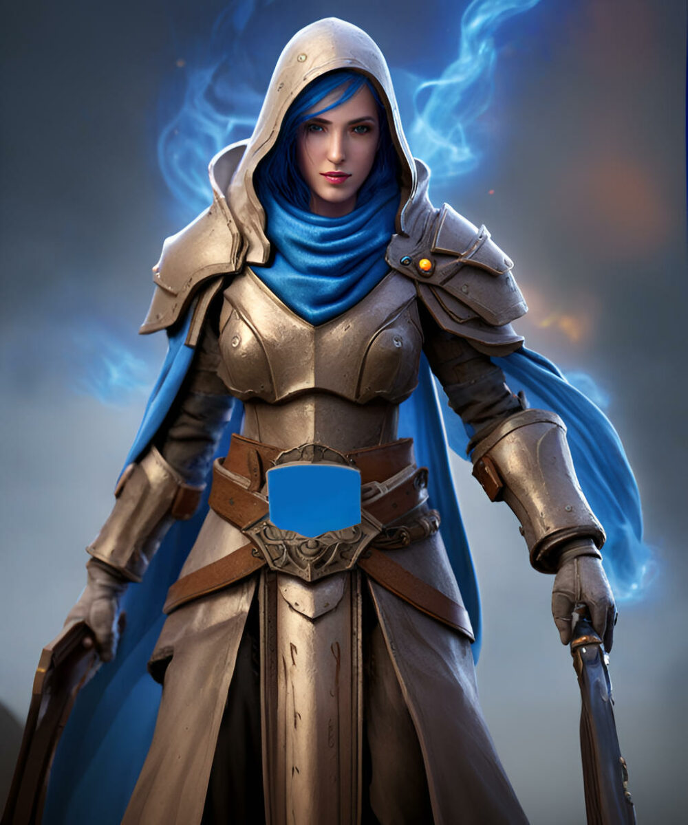 An AI-generated image of 'Intel Battlemage' made via Intel AI Playground, using HD resolution and standard quality settings, featuring inpainted and outpainted adjustments.