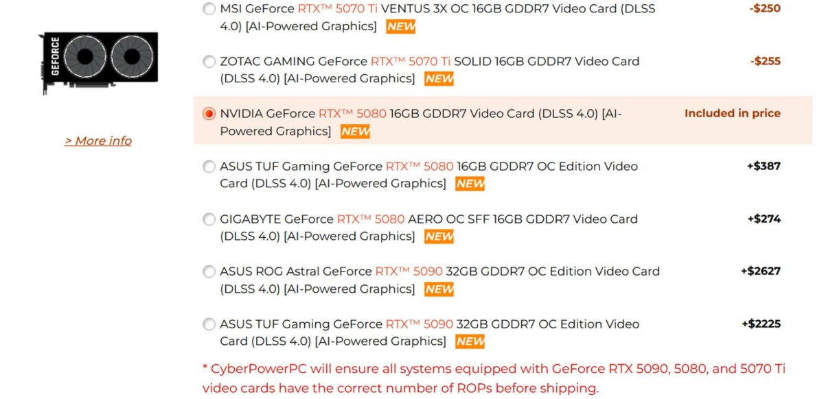 CyberPower Nvidia RTX 50 Series ROPs insurance.