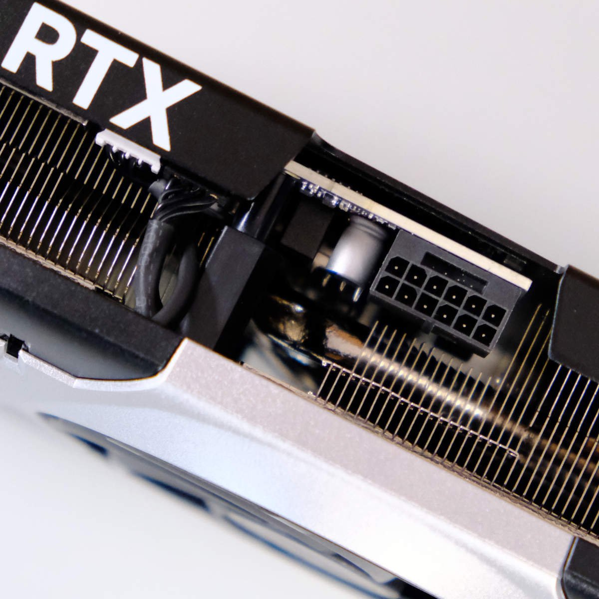 Close-up of MSI GeForce RTX 5070 Ti Ventus 3X power port.