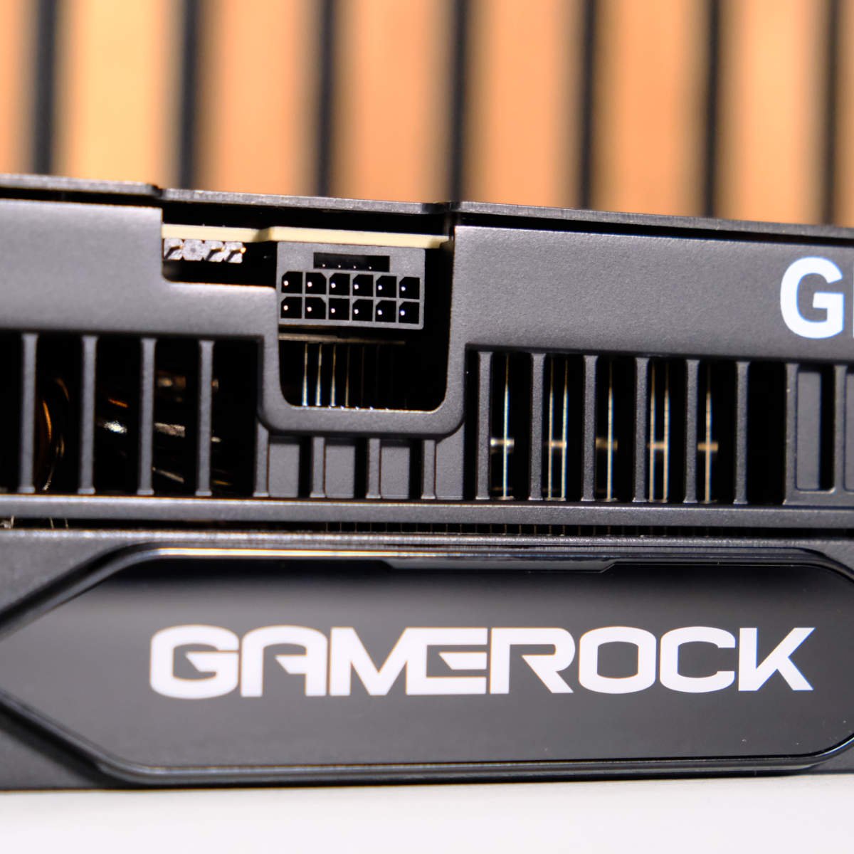 Close-up of Palit GeForce RTX 5070 Ti GameRock power port.