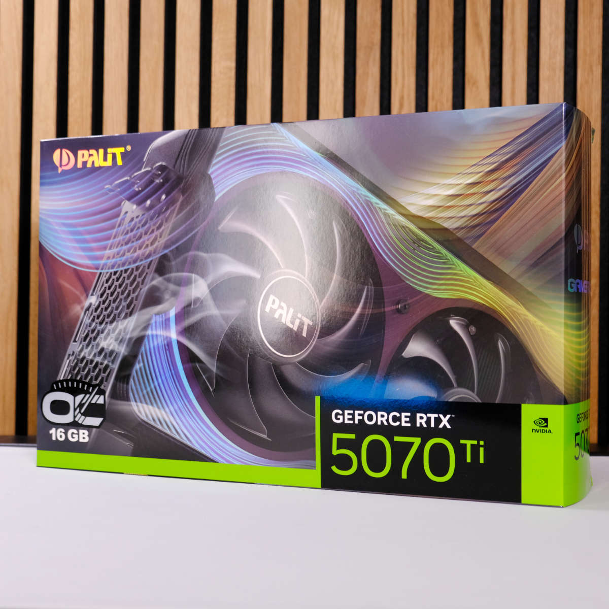 Palit GeForce RTX 5070 Ti GameRock product packaging.