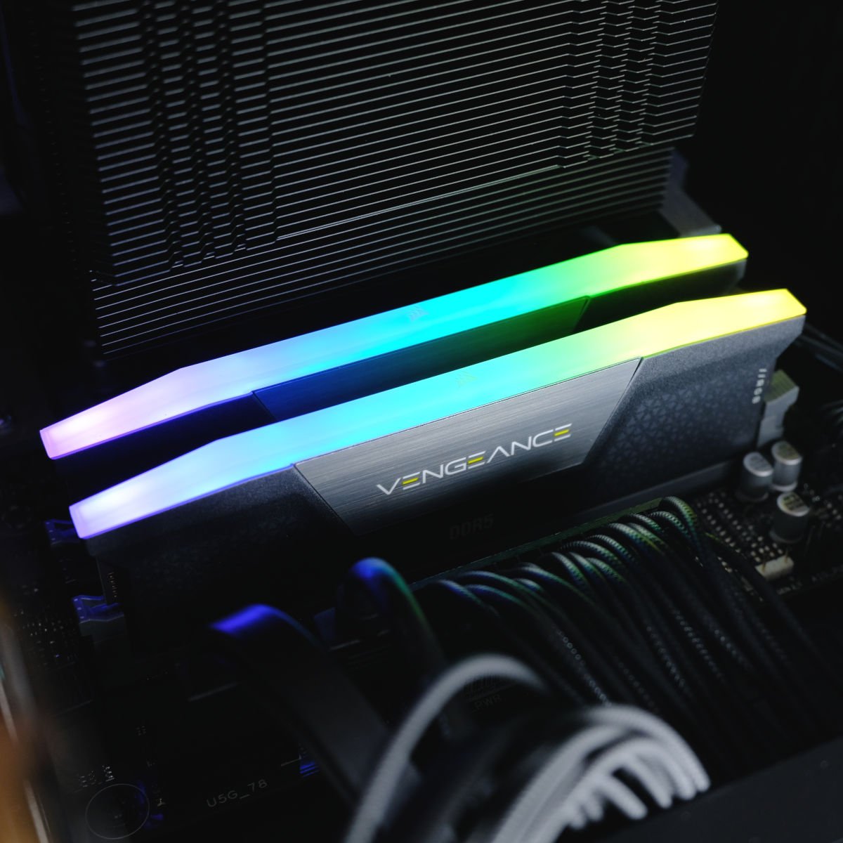 Close up of Corsair Vengeance RGB RAM in PCSpecialist Nebula Ultra R.