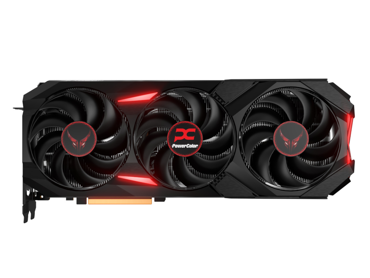 Front view of PowerColor Radeon RX 9070 Series graphics card.