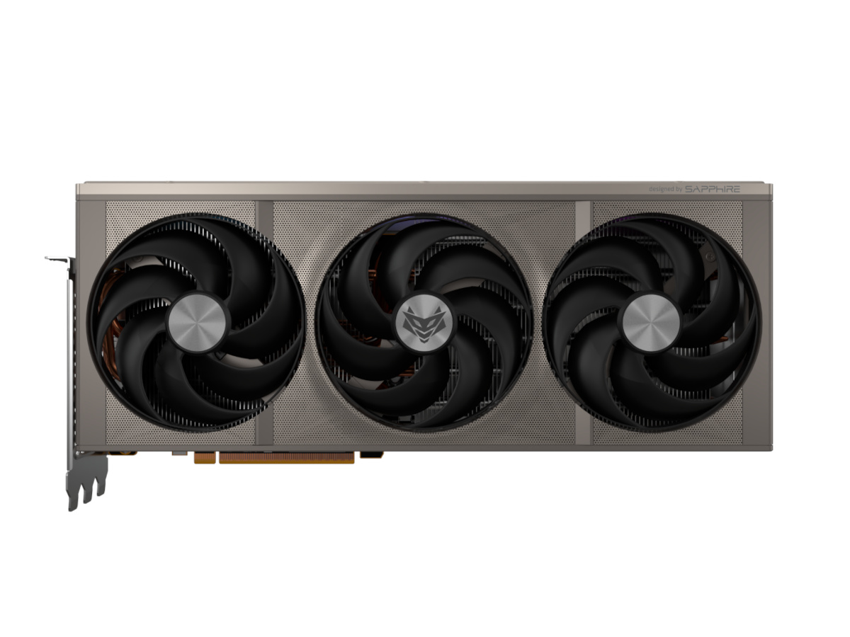 Front view of Sapphire Radeon RX 9070 Series graphics card.