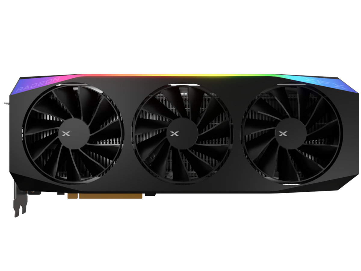 Front view of XFX Radeon RX 9070 Series graphics card.