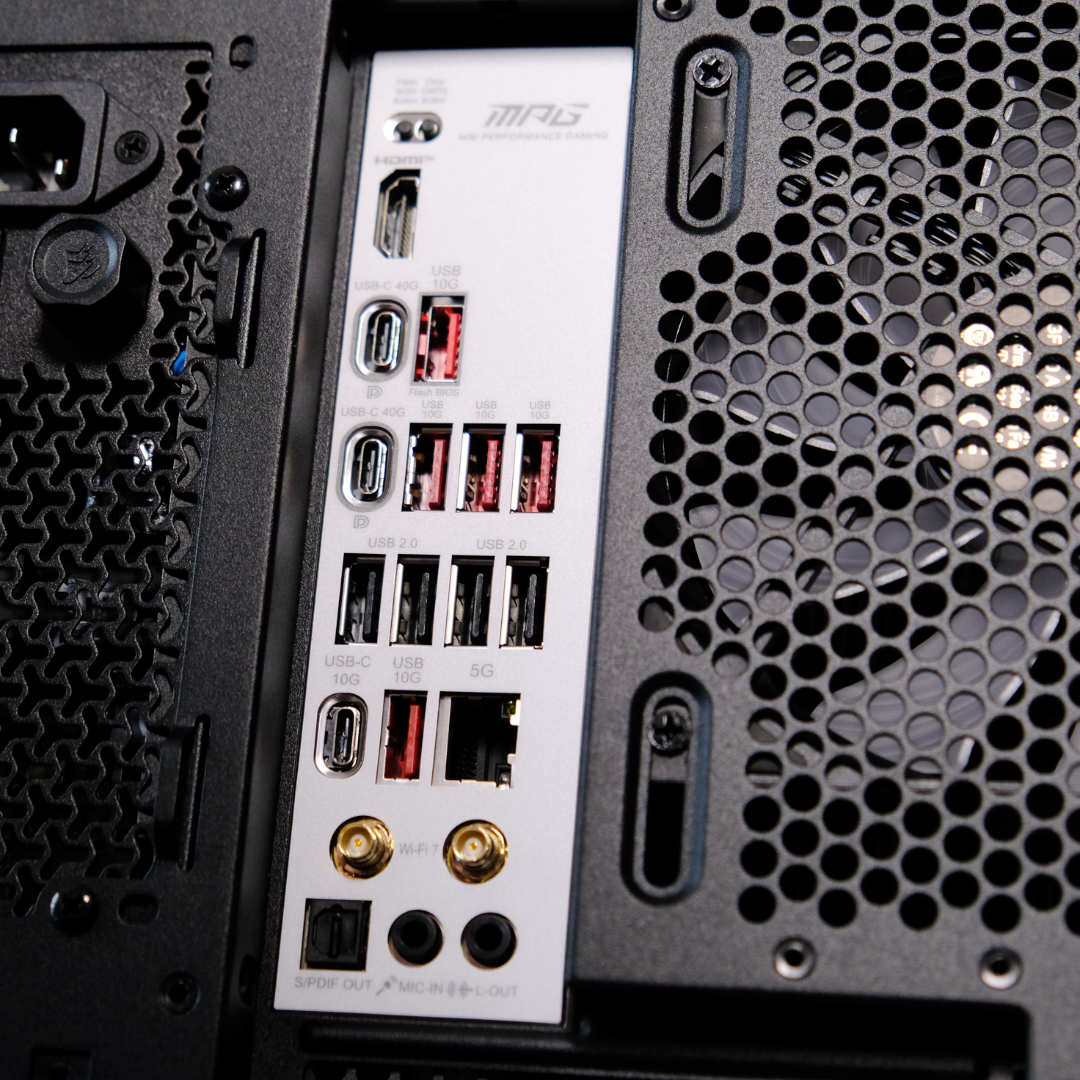 CyberpowerPC UK Ultra XT Custom PC motherboard I/O panel.