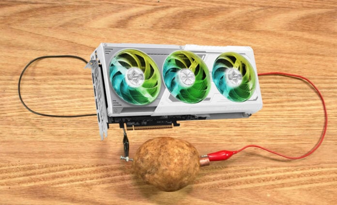 Potato powered AMD Radeon RX 9070 GPU.