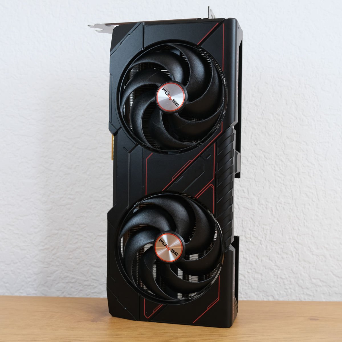 Sapphire Pulse Radeon RX 9070 standing upright.