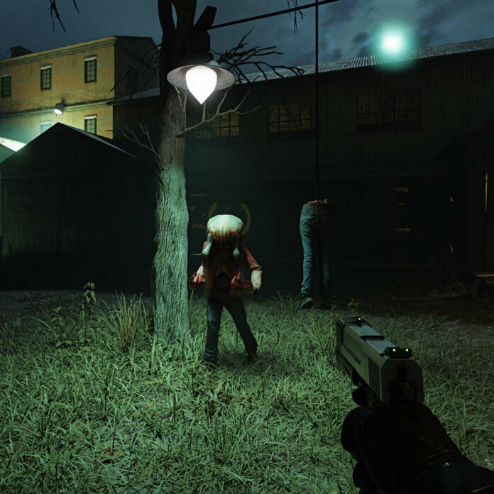 A headcrab zombie stands underneath an overhead light in Half-Life 2 RTX.