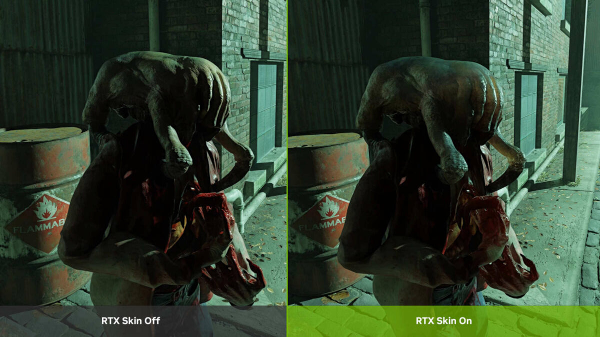 RTX Skin Off (left) vs. RTX Skin On (right).