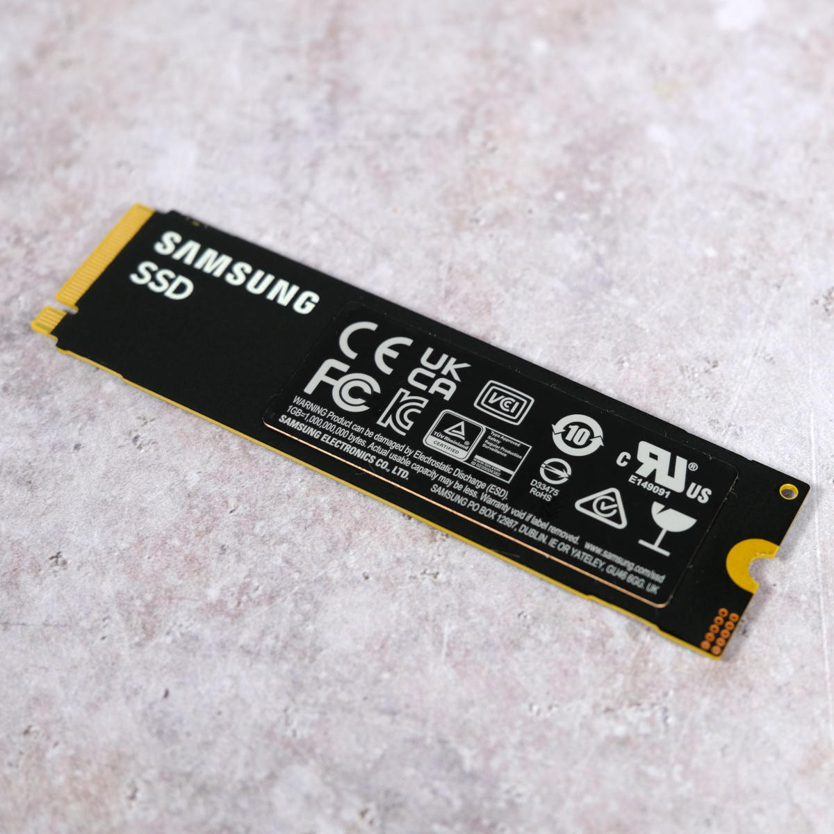 Rear of Samsung 9100 Pro SSD.